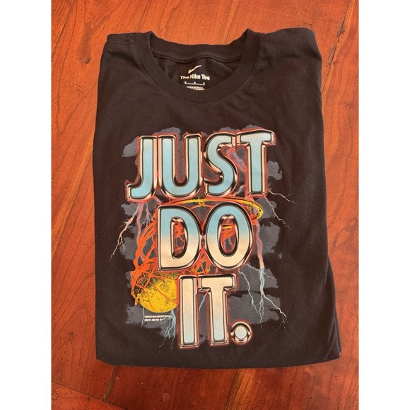 Nike Shirt Mens Medium Black Blue Just Do It Basketball Sportswear Tee 70 - Picture 1 of 4